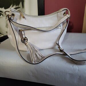 VINTAGE MICHAEL KORS PEBBLED CREAM LEATHER SHOULDER BAG